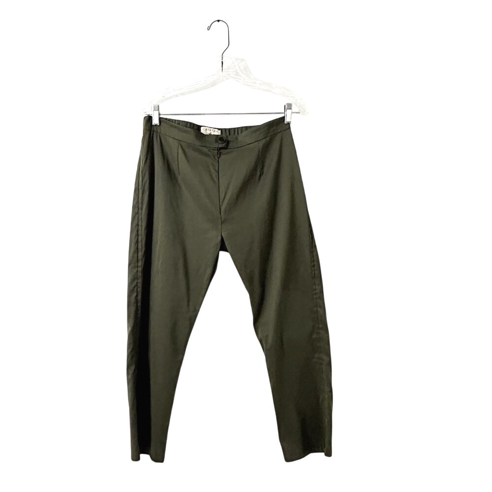 Cotélac Tapered Trousers Olive Green Cotton Blend - Medium